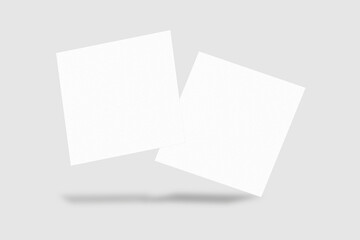 Realistic blank square business card illustration for mockup. 3D rendering.