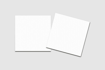 Realistic blank square business card illustration for mockup. 3D rendering.