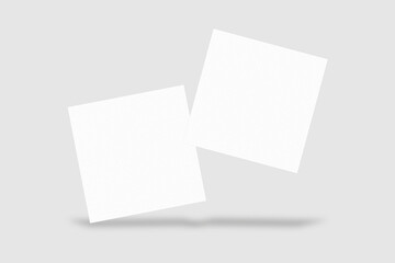 Realistic blank square business card illustration for mockup. 3D rendering.