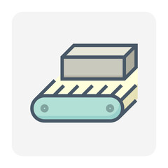 Metallurgy or metallurgical production industry vector icon. Consist of hot casting metal, iron or steel on mill production line. Manufacturing process in foundry, furnace or factory plant. 64x64 px.