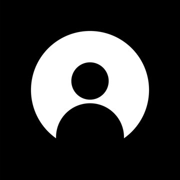 Icono de usuario o persona. Concepto de atenci&oacute;n al cliente o imagen de perfil. Ilustraci&oacute;n vectorial, fondo negro