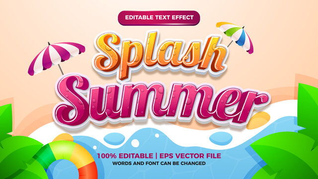 splash summer editable text effect for cartoon comic game title style template