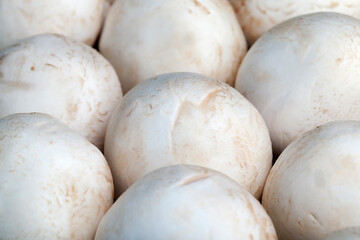 unwashed mushrooms champignon during cooking