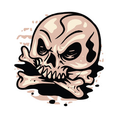 Skull horror graphic illustration vector art t-shirt design