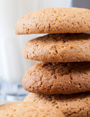 hard cookies baked with oatmeal and wheat flour