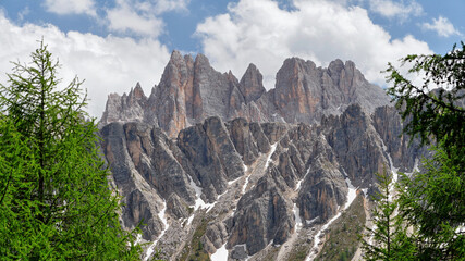 Mountain peaks and rocks and Italian Alps detail view