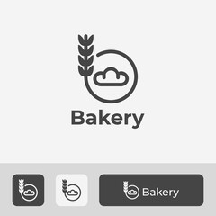 bakery logo with B letter, bread logo icon design for food busines, simple design with line art style 