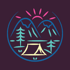 Camping nature adventure graphic illustration vector art t-shirt design