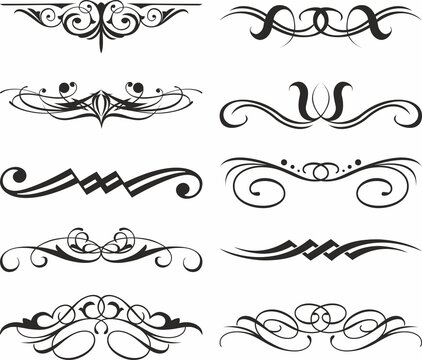 Vector set of black and white monograms. Monochrome patterns for letter signature and invitation card decoration