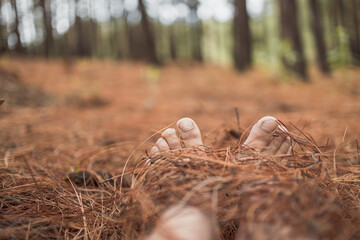 barefoot in the forest death concept