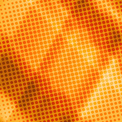 90-s style. Creative illustration in halftone style with orange gradient. Abstract colorful geometric background. Pattern for wallpaper, web page, textures