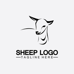 Sheep head logo vector icon illustration design template