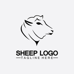 Sheep head logo vector icon illustration design template