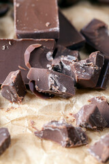 chocolate made from sugar and cocoa, delicious pieces