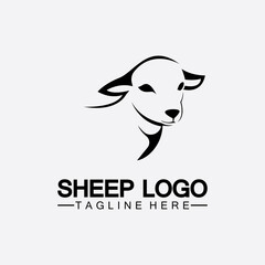 Sheep head logo vector icon illustration design template