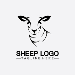 Sheep head logo vector icon illustration design template