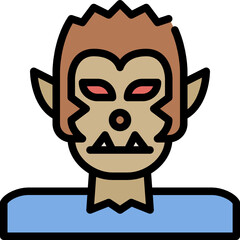 werewolf color outline icon