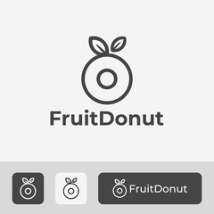 donut logo with orange fruit icon illustration combination, minimal style bakery logo design, for bakery logo symbol
