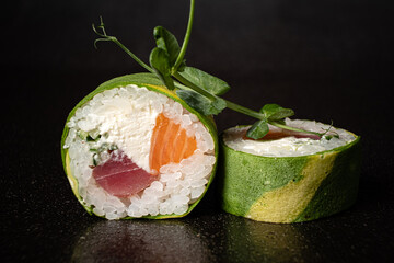 sushi on the black stone