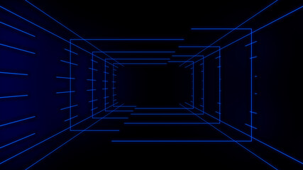 Blue technology looping 3D room background