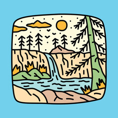 Beauty nature with river graphic illustration vector art t-shirt design