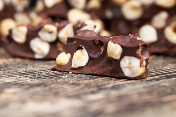 delicious milk homemade chocolate with lots of hazelnuts