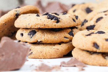 delicious wheat flour cookies and chocolate drops inside