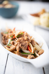 Stir Fried Pork With Vegetables In Asian Style