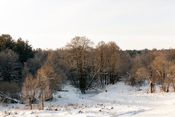 frozen water in the river during frosts