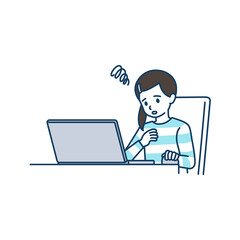 PCを使用中にトラブルが起きた女の子