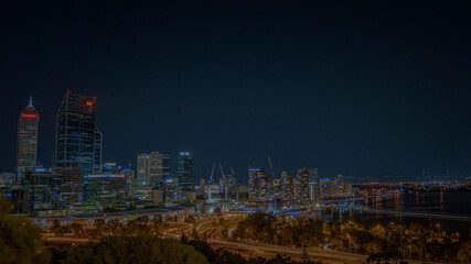 Fototapeta premium Perth CBD Skyline long exposure night from Kings Park