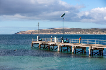 The wooden jetty at Emu Bay Kangaroo Island South Australia on May 9th 2021