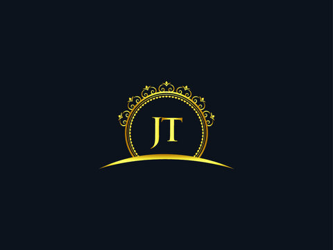 Letter JT Logo, luxury jt logo icon vector for modern Hotel, Heraldic, Jewelry, Fashion, Royalty With Gold Color Image Design