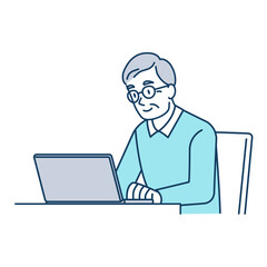 PCを使う高齢男性