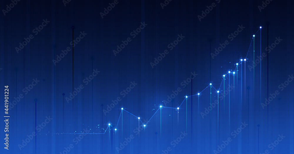 Poster chart of business data graph diagram and growth financial graphic report information on futuristic f