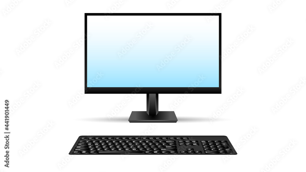 Wall mural computer monitor with screen and keyboard