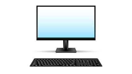 computer monitor with screen And Keyboard 