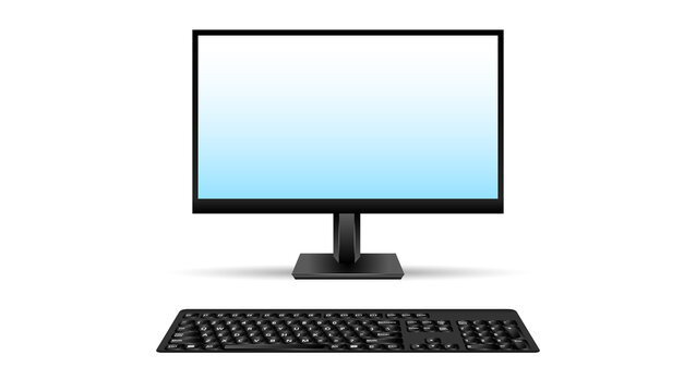 computer monitor with screen And Keyboard 
