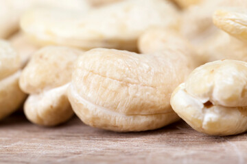 delicious and healthy raw cashew nuts, close up