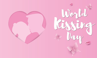 World Kiss Day. Valentine's Day. Beautiful couple is kissing. 
