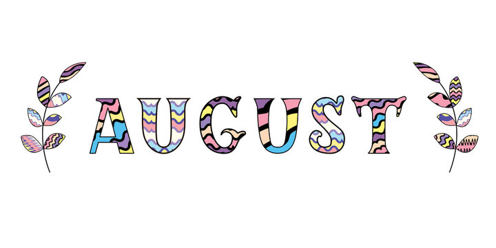 Cute hand written quote autumn in rainbow colors with two brunches isolated on white background. Vector illustration