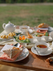 Picnic outdoors in the garden