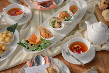 Picnic outdoors in the garden