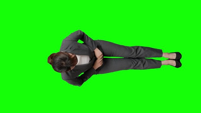 お辞儀をするビジネスウーマン　クロマキー合成	