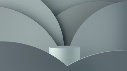 Abstract background, stage layout, geometric shape of the podium for product demonstration. A light 3D render.