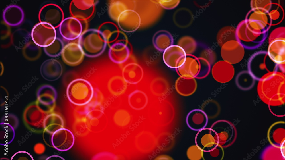Poster computer generated the rows of multi colored circles and rings. 3d rendering abstract background fro
