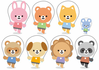 可愛いアニマルミックス　うさぎ　くま　ねこ　ねずみ　たぬき　いぬ　らいおん　ぱんだ