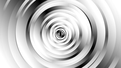 Geometric black and white shapes with spinning motion, computer generated. 3d rendering of abstract vortex background