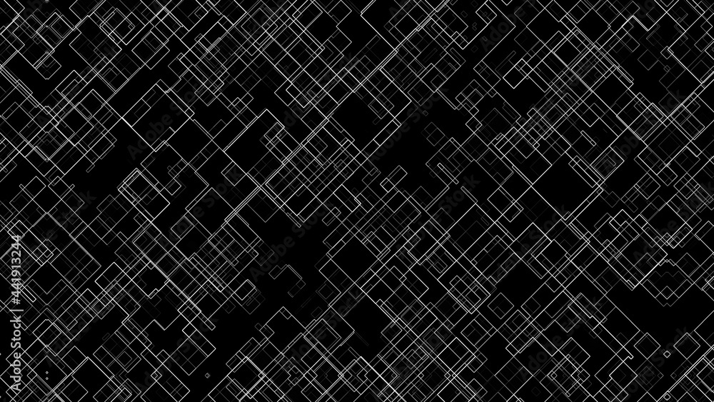 Poster computer generated cells of different sizes from thin lines. 3d rendering abstract technology backdr