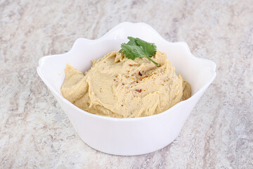 Traditional Jewish Hummus with olive oil